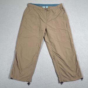 L.L. Bean Pants Women 14 Petite Beige Adjustable Hem Lightweight Nylon‎ Outdoor